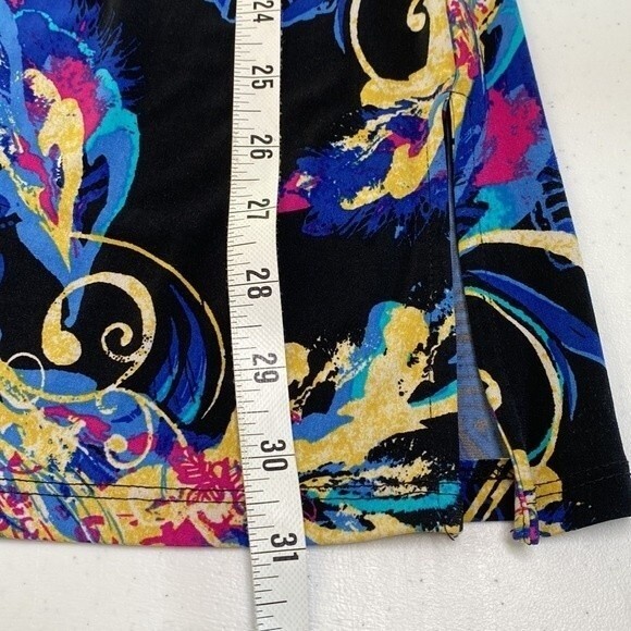 Style & Co Beaded Tunic Top Multicolored Leaves Print 3/4 Sleeve V-Neck Stretchy - Picture 12 of 16